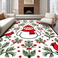 thumbnail image 1 of ODIKA 6'x9' Machine Washable Non-Slip Area Rug, Festive Snowman and Cardinal Print Christmas Welcome High Traffic Rug with Pad, White, 732644, 1 of 8