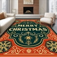 thumbnail image 1 of ODIKA 6'x9' Machine Washable Non-Slip Area Rug, Festive Typography with Elegant Swirls and Snowflake Embellishments High Traffic Rug with Pad, Red, 625439, 1 of 8