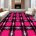 thumbnail image 1 of ODIKA 6'x9' Machine Washable Non-Slip Area Rug, Festive Winter Snowflake Buffalo Plaid Holiday Decorative High Traffic Rug with Pad, Pink, 608473, 1 of 8