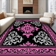 thumbnail image 1 of ODIKA 6'x9' Machine Washable Non-Slip Area Rug, Floral Damask Scroll Baroque Ornate Decorative High Traffic Rug with Pad, Pink, 598777, 1 of 8