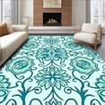 thumbnail image 1 of ODIKA 6x9 Machine Washable Non-Slip Area Rug, Floral Damask with Turquoise Vine Tracery Accent Motifs High Traffic Rug, Teal, 596665, 1 of 7