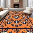 thumbnail image 1 of ODIKA 6'x9' Machine Washable Non-Slip Area Rug, Floral Distressed with Ornamental Leaf Filigree High Traffic Rug, Orange, 572966, 1 of 7