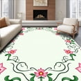 thumbnail image 1 of ODIKA 6'x9' Machine Washable Non-Slip Area Rug, Vintage Garden Scrollwork with Delicate Blooming Floral Arrangement High Traffic Rug with Pad, Pink, 577500, 1 of 8