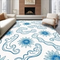 thumbnail image 1 of ODIKA 6'x9' Machine Washable Non-Slip Area Rug, Floral Interlocking Bloom and Wave Motif Design High Traffic Rug with Pad, Blue, 701822, 1 of 8