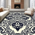 thumbnail image 1 of ODIKA 6'x9' Machine Washable Non-Slip Area Rug, Floral Swirl Scroll Artisan Crafted Decorative High Traffic Rug with Pad, Black, 592420, 1 of 8