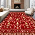 thumbnail image 1 of ODIKA 6'x9' Machine Washable Non-Slip Area Rug, Folk Art Holiday Tree with Starburst and Berry Accents High Traffic Rug, Red, 615393, 1 of 7