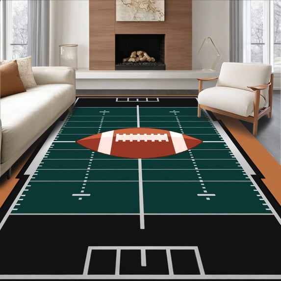 ODIKA 6x9 Machine Washable Non-Slip Area Rug, Football Field Gridiron ...