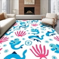 thumbnail image 1 of ODIKA 6'x9' Machine Washable Non-Slip Area Rug, Friendly Illustration Kit with Fun Ocean Life and Bubble Accents High Traffic Rug, Pink, 727961, 1 of 7