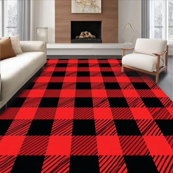ODIKA 6'x9' Machine Washable Non-Slip Area Rug, Frontier Prairie Barn Ranch Harvest Autumn High Traffic Rug, Red, 508104