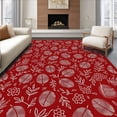 thumbnail image 1 of ODIKA 6'x9' Machine Washable Non-Slip Area Rug, Frosted Pinecone Mosaic with Delicate Winter Berry Details High Traffic Rug with Pad, Red, 742263, 1 of 8