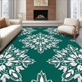 thumbnail image 1 of ODIKA 6'x9' Machine Washable Non-Slip Area Rug, Frosty Crystalline Snowflake Anti Slip Holiday Decorative High Traffic Rug, Green, 505983, 1 of 7