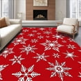 thumbnail image 1 of ODIKA 6'x9' Machine Washable Non-Slip Area Rug, Frosty Dreams Enchanting Seasonal Hearth Adornment High Traffic Rug with Pad, Red, 502122, 1 of 8