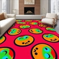 thumbnail image 1 of ODIKA 6'x9' Machine Washable Non-Slip Area Rug, Funky Internet Meme Face Collage with Expressive Emoji Inspired Characters High Traffic Rug, Red, 724660, 1 of 7