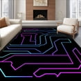 thumbnail image 1 of ODIKA 6'x9' Machine Washable Non-Slip Area Rug, Futuristic Digital Circuit Aesthetic Artistic High Traffic Rug with Pad, Pink, 699962, 1 of 8