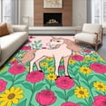 thumbnail image 1 of ODIKA 6x9 Machine Washable Non-Slip Area Rug, Garden Hook Kit with Floral Meadow Motif Creation High Traffic Rug with Pad, Pink, 645767, 1 of 8