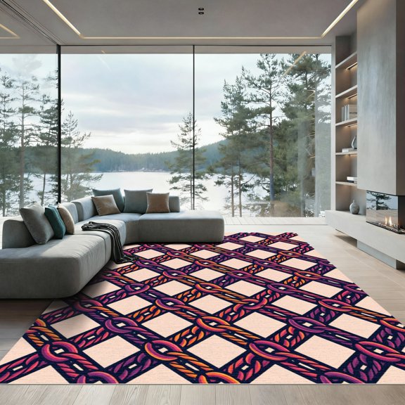 ODIKA 6x9 Machine Washable Non-Slip Area Rug, Geometric Beige High Traffic Rug, Beige, 1288453