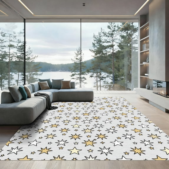 ODIKA 6'x9' Machine Washable Non-Slip Area Rug, Geometric Grey High Traffic Rug, Grey, 1309701