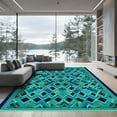 thumbnail image 1 of ODIKA 6'x9' Machine Washable Non-Slip Area Rug, Geometric Teal High Traffic Rug, Blue, 1050874, 1 of 7