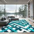 thumbnail image 1 of ODIKA 6'x9' Machine Washable Non-Slip Area Rug, Geometric Teal High Traffic Rug, Blue, 1103109, 1 of 7