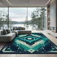 thumbnail image 1 of ODIKA 6'x9' Machine Washable Non-Slip Area Rug, Geometric Teal High Traffic Rug with Pad, Blue, 1058194, 1 of 8