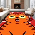 thumbnail image 1 of ODIKA 6x9 Machine Washable Non-Slip Area Rug, Glowing Kitty Floor Amusing Joke Party Decoration High Traffic Rug with Pad, Red, 607933, 1 of 8