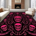 thumbnail image 1 of ODIKA 6'x9' Machine Washable Non-Slip Area Rug, Gothic Horror Skull Grinning Demon Face Fluffy Shower High Traffic Rug with Pad, Black, 728167, 1 of 8