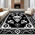 thumbnail image 1 of ODIKA 6'x9' Machine Washable Non-Slip Area Rug, Gothic Mask Design Floor Dark Academia Aesthetic High Traffic Rug, Black, 474048, 1 of 7