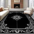 thumbnail image 1 of ODIKA 6'x9' Machine Washable Non-Slip Area Rug, Gothic Noir Plush Floor with Dense Pile Design High Traffic Rug with Pad, Black, 440770, 1 of 8