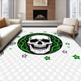 thumbnail image 1 of ODIKA 6'x9' Machine Washable Non-Slip Area Rug, Gothic Scream Face Surrounded by Funky Snake Motifs and Spooky Stars High Traffic Rug with Pad, Green, 719625, 1 of 3