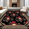 thumbnail image 1 of ODIKA 6'x9' Machine Washable Non-Slip Area Rug, Gothic Skull Botanical Floral Motif Dark Academia High Traffic Rug with Pad, Black, 556925, 1 of 8
