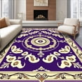 thumbnail image 1 of ODIKA 6'x9' Machine Washable Non-Slip Area Rug, Gradient Medallion with Flowing Transitions & Ornate Central Motifs High Traffic Rug with Pad, Purple, 657805, 1 of 8