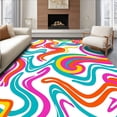 thumbnail image 1 of ODIKA 6'x9' Machine Washable Non-Slip Area Rug, Groovy Wave Swirl with Vibes and Retro Flair High Traffic Rug, Pink, 334495, 1 of 7