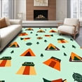 thumbnail image 1 of ODIKA 6'x9' Machine Washable Non-Slip Area Rug, Happy Camper Woodland Explorer Theme High Traffic Rug with Pad, Orange, 571011, 1 of 8