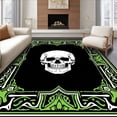 thumbnail image 1 of ODIKA 6'x9' Machine Washable Non-Slip Area Rug, Haunted Mansion Entrance Frightful Grinning Face Doormat High Traffic Rug with Pad, Black, 729945, 1 of 8