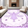 thumbnail image 1 of ODIKA 6'x9' Machine Washable Non-Slip Area Rug, Heavenly Messenger Design with Pastel Wings and Interlocking Swirls High Traffic Rug with Pad, Purple, 650433, 1 of 8