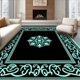 thumbnail image 1 of ODIKA 6'x9' Machine Washable Non-Slip Area Rug, Heirloom Dynasty Palatial Scrollwork Artistic Embellishment Symphony High Traffic Rug, Black, 659103, 1 of 7