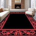 thumbnail image 1 of ODIKA 6'x9' Machine Washable Non-Slip Area Rug, Heritage Damask Blossom Motif Door Classic Entrance High Traffic Rug with Pad, Black, 570640, 1 of 8