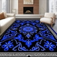 thumbnail image 1 of ODIKA 6'x9' Machine Washable Non-Slip Area Rug, Heritage Damask Interlacing Ornate Inspired Elegant High Traffic Rug with Pad, Black, 563537, 1 of 8