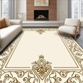 thumbnail image 1 of ODIKA 6x9 Machine Washable Non-Slip Area Rug, Heritage Damask Scrollwork Traditional Floor High Traffic Rug with Pad, Beige, 666947, 1 of 8