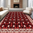thumbnail image 1 of ODIKA 6'x9' Machine Washable Non-Slip Area Rug, Heritage Paisley Cascade with Teardrop Accents High Traffic Rug with Pad, Red, 666348, 1 of 8