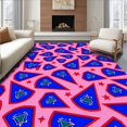 thumbnail image 1 of ODIKA 6'x9' Machine Washable Non-Slip Area Rug, Heritage Pennant Mosaic Featuring Classic Emblem High Traffic Rug, Pink, 671187, 1 of 7