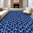thumbnail image 1 of ODIKA 6'x9' Machine Washable Non-Slip Area Rug, Hexagonal Honeycomb Grid with Modern Abstract Accents High Traffic Rug, Blue, 467857, 1 of 7