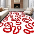 thumbnail image 1 of ODIKA 6'x9' Machine Washable Non-Slip Area Rug, Holiday Cane Stripe with Twisting Ribbon Accents High Traffic Rug, Red, 736805, 1 of 7