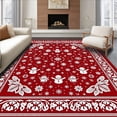 thumbnail image 1 of ODIKA 6'x9' Machine Washable Non-Slip Area Rug, Holiday Crystal Anti Slip with Jolly Characters High Traffic Rug, Red, 656010, 1 of 7