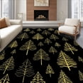 thumbnail image 1 of ODIKA 6'x9' Machine Washable Non-Slip Area Rug, Holiday Fir Tree Motif Adorned With Radiant Gold Sparkles High Traffic Rug, Black, 628755, 1 of 7