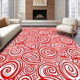 thumbnail image 1 of ODIKA 6'x9' Machine Washable Non-Slip Area Rug, Holiday Motif Featuring Peppermint Swirls and Ribbon Bows High Traffic Rug with Pad, Red, 647095, 1 of 8