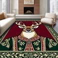 thumbnail image 1 of ODIKA 6'x9' Machine Washable Non-Slip Area Rug, Holiday Reindeer Canvas Stitching Throw High Traffic Rug with Pad, Burgundy, 645161, 1 of 8