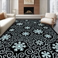 thumbnail image 1 of ODIKA 6x9 Machine Washable Non-Slip Area Rug, Holiday Snowflake Swirl Latch Hook with Whimsical Flair High Traffic Rug, Black, 637913, 1 of 7