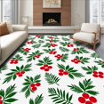 thumbnail image 1 of ODIKA 6'x9' Machine Washable Non-Slip Area Rug, Holly Berries with Pine Needles Festive Winter Holiday High Traffic Rug, Red, 626271, 1 of 7