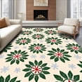 thumbnail image 1 of ODIKA 6'x9' Machine Washable Non-Slip Area Rug, Holly Berry Wreath Christmas Bathroom with Festive Snowflake Design High Traffic Rug with Pad, Green, 638599, 1 of 8